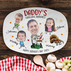 Personalized Daddy's Grilling Plate Custom Fathers Day Gifts, Daddy Serving Tray, Dad s Grill Plate With Kids Names & Face