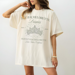 Princess Bachelorette Diaries Shirts, Custom Bach Party tee, Bride to Be Gift, Bridesmaids Gifts, Personalized Bridal Party, Slumber Party