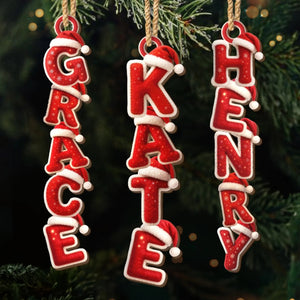 Red Santa Hat Custom Christmas Letters, Personalized Ornament, Christmas Gift For Family