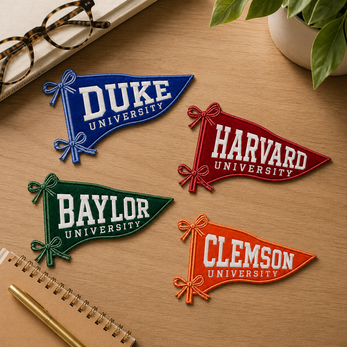 Embroidered College Pennant Patch, Custom School Name, University Pride Gift, Student Patch Keychain