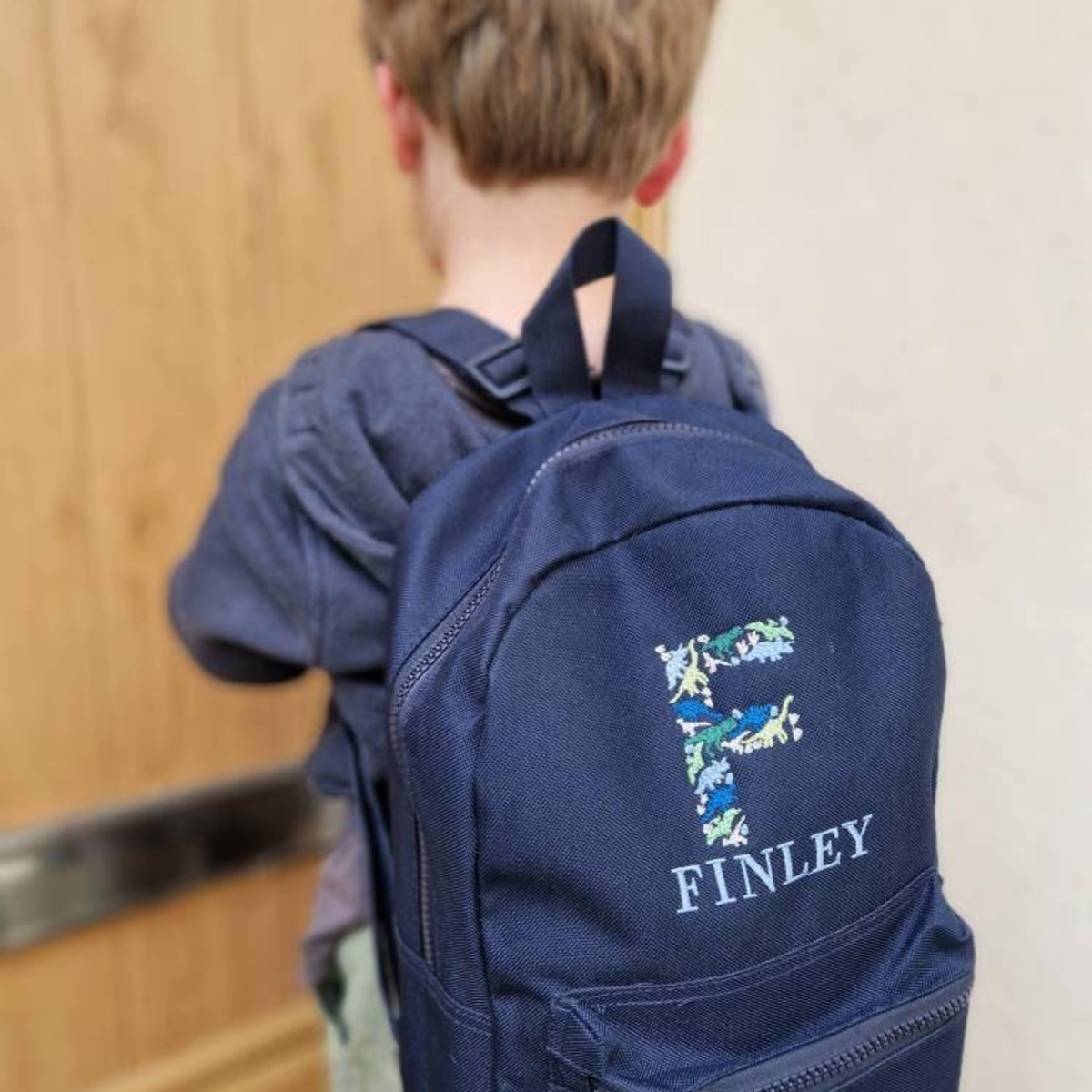 Dinosaur Initial Personalised Kids Backpack, Embroidered with Name, Nursery Bag, Back to School Backpack