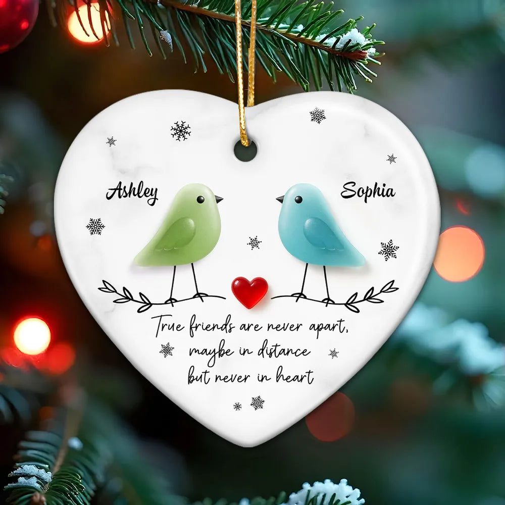 True Friends Are Never Apart Sea Glass Birds - Personalized Ornament - Christmas Gift for Friends, Besties