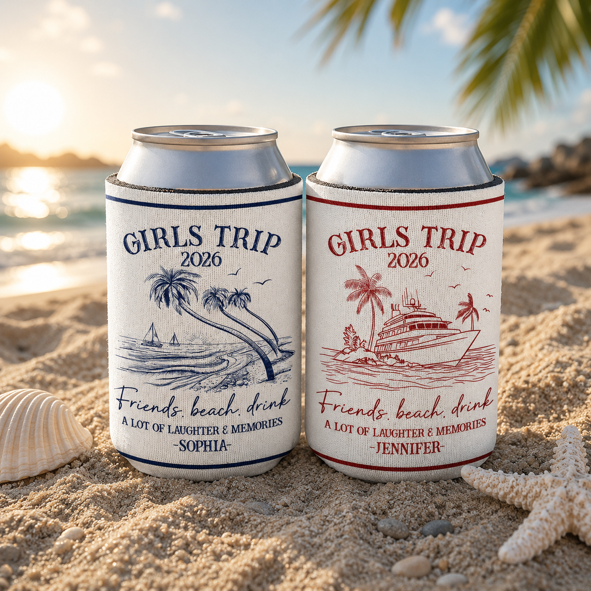 Girls Trip A Lot Of Laughter & Memories - Personalized UV Printed Cup Cover - Summer Gift For Besties