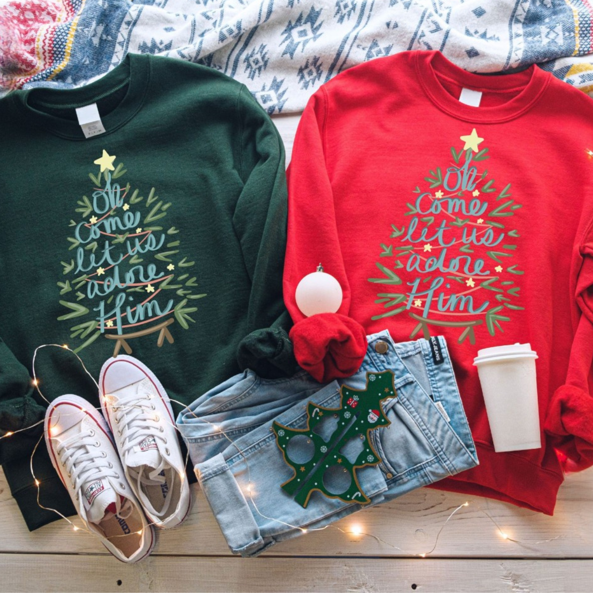 Let Us Adore Him Sweatshirt, Religious Christmas Gifts, Christian Christmas Hoodie, Nativity Xmas Shirt, Love Like Jesus Shirt, Holiday Tees