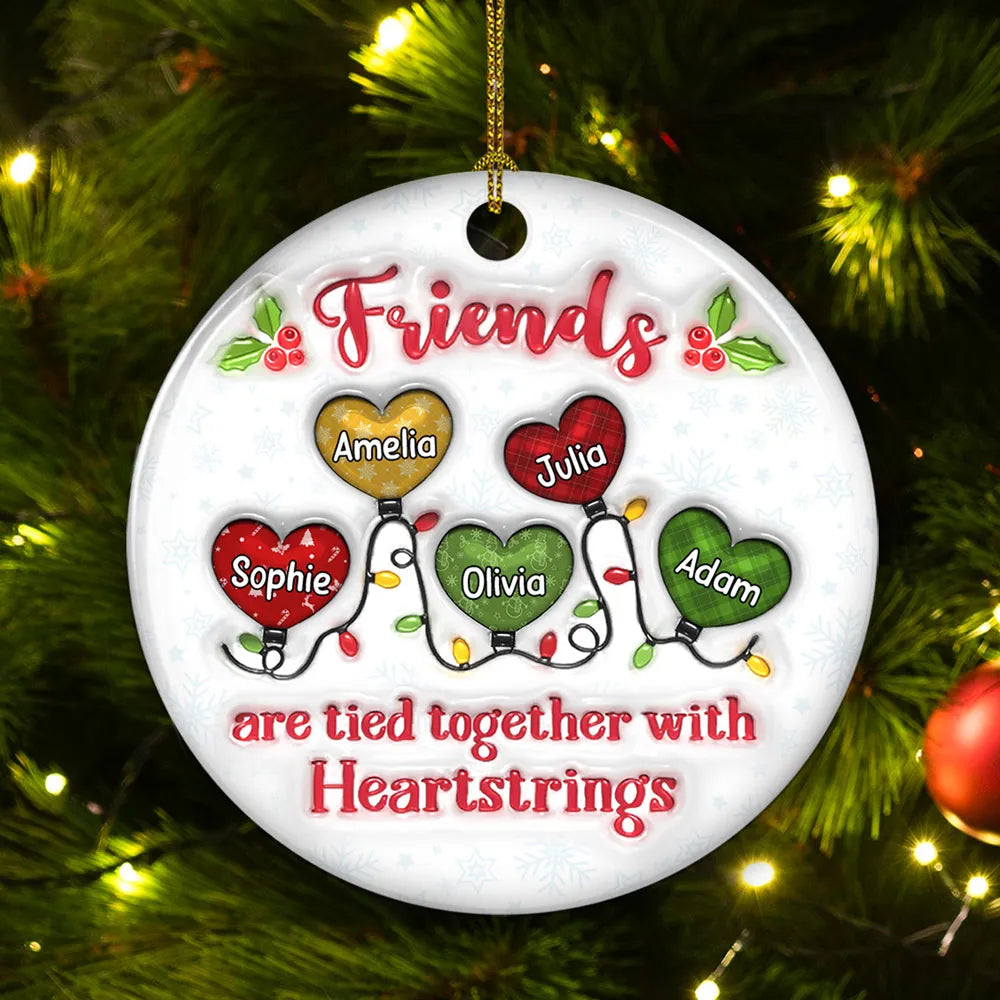 Friends Are Tied Together - Personalized Custom 3D Inflated Effect Ceramic Ornament - Christmas Gift For Friends