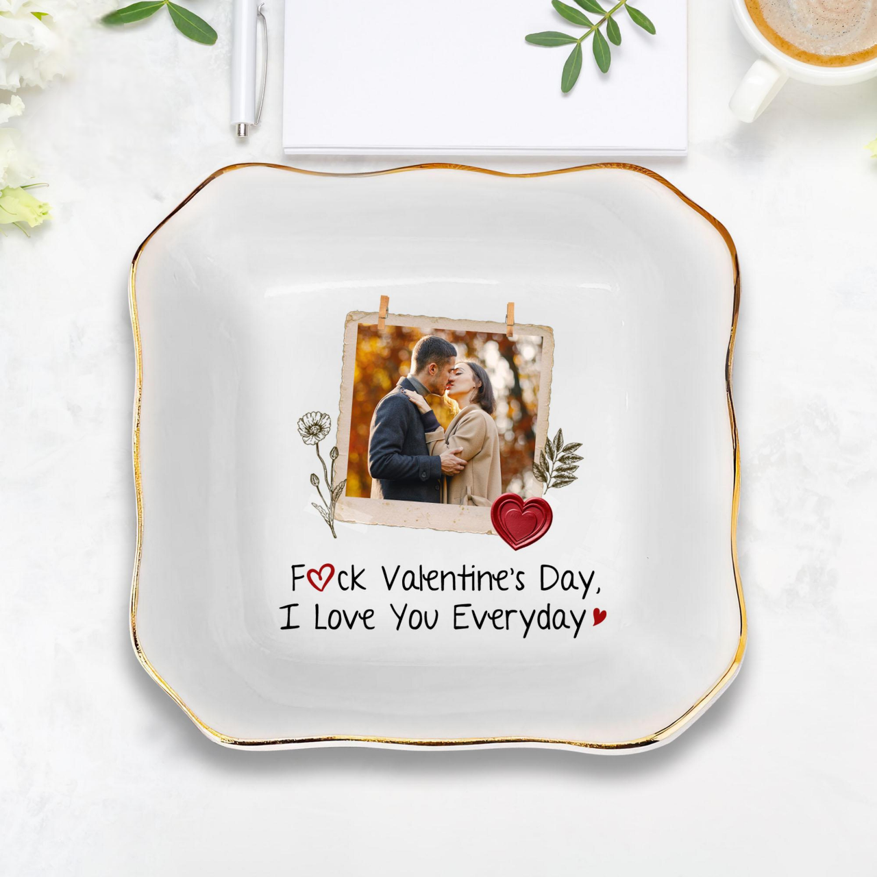 Custom Couple Portrait Ring Dish, Valentine Gift, Anniversary Gift for Couple, Custom Ring Holder Gift, Custom Photo Jewelry Tray, Wedding Gift