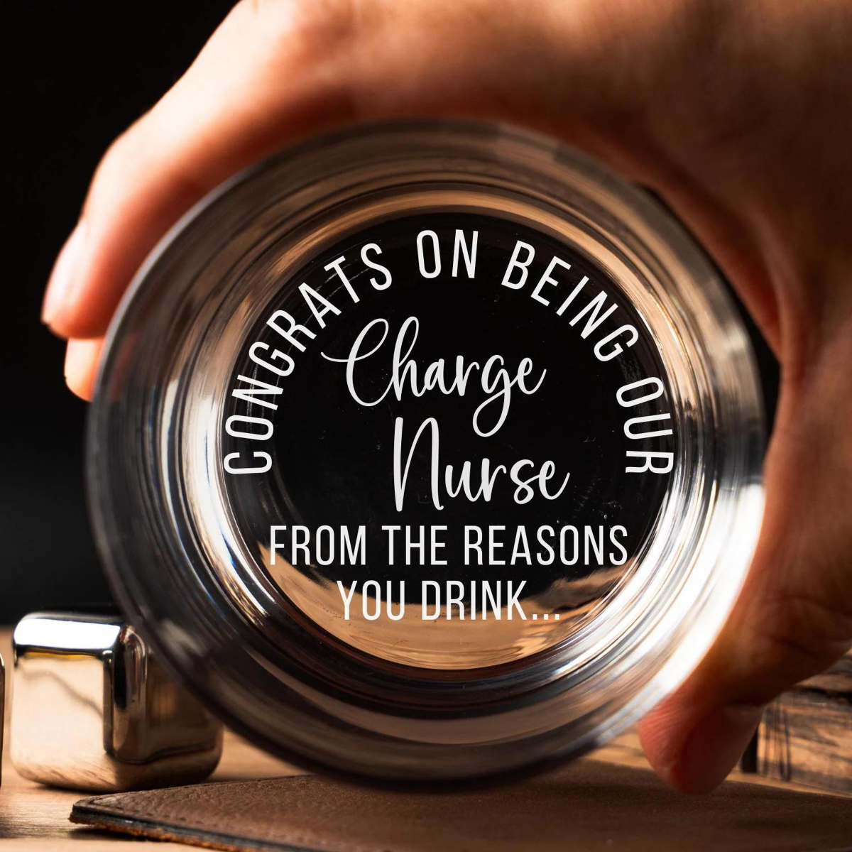 Congrat On Charge Nurse - Personalized Whiskey Glass - Nurse Gift, Charge Nurse, Nurse Birthday Gift, Nurse Appreciation Gift, Gift for Nurse