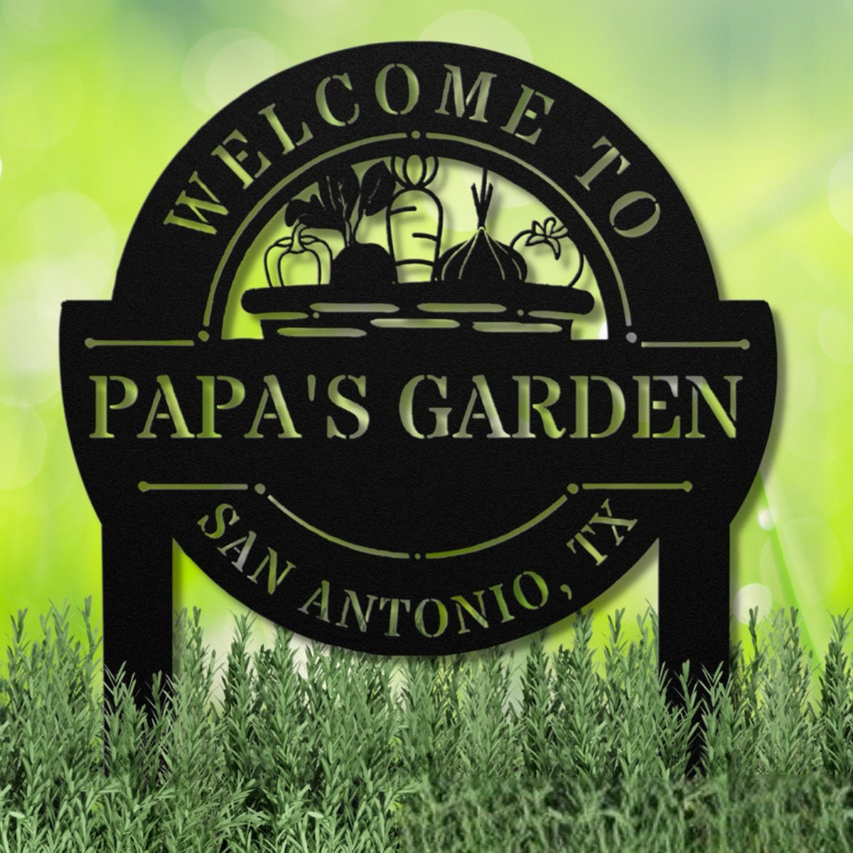 Personalized Metal Garden Sign with Stake, Custom Outdoor Decor, Welcome To Papa's Garden