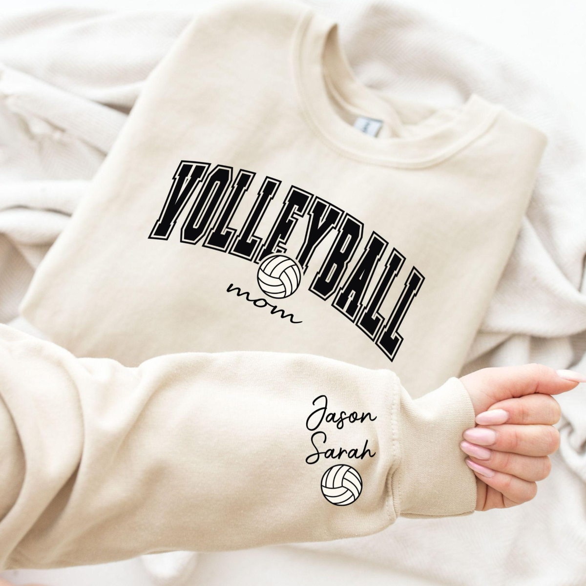 Custom Volleyball Mom With Kids Name On Sleeve - Personalized Apparel - Gift For Mother