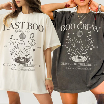 Halloween Ghost Bachelorette Party Shirts, Last Boo, Boo Crew Tee, Bridal Shower Party Gifts, Spooky Bachelorette Shirts
