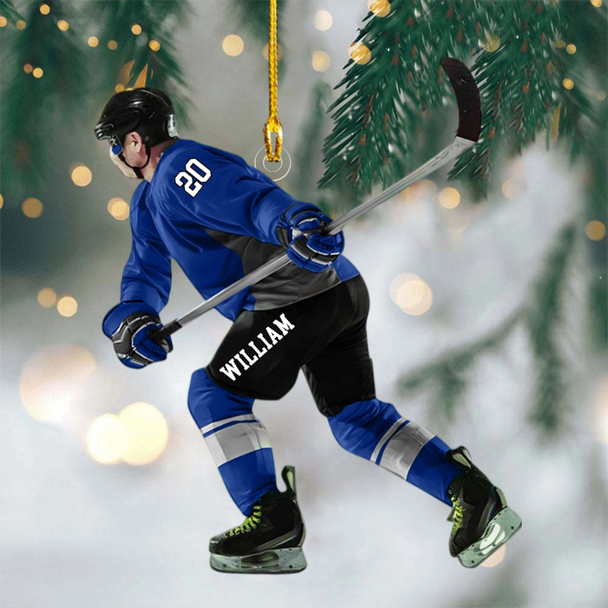 Personalized Hockey Player Ornament, Hockey Uniform Ornament, Hockey Keepsake