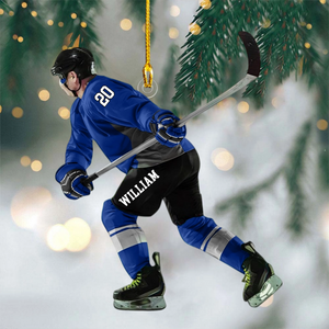 Personalized Hockey Player Ornament, Hockey Uniform Ornament, Hockey Keepsake