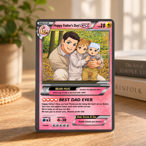 Personalized Poke Card for Dad, Father s Day Gift for Him, Custom Trainer Card, Anime Style Poke Trading Card
