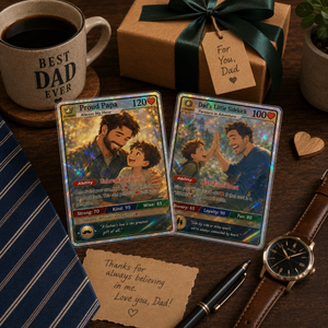 Personalized Father & Son Trading Card Gift Unique Father s Day Gift for Dad, Custom Keepsake Card for Father