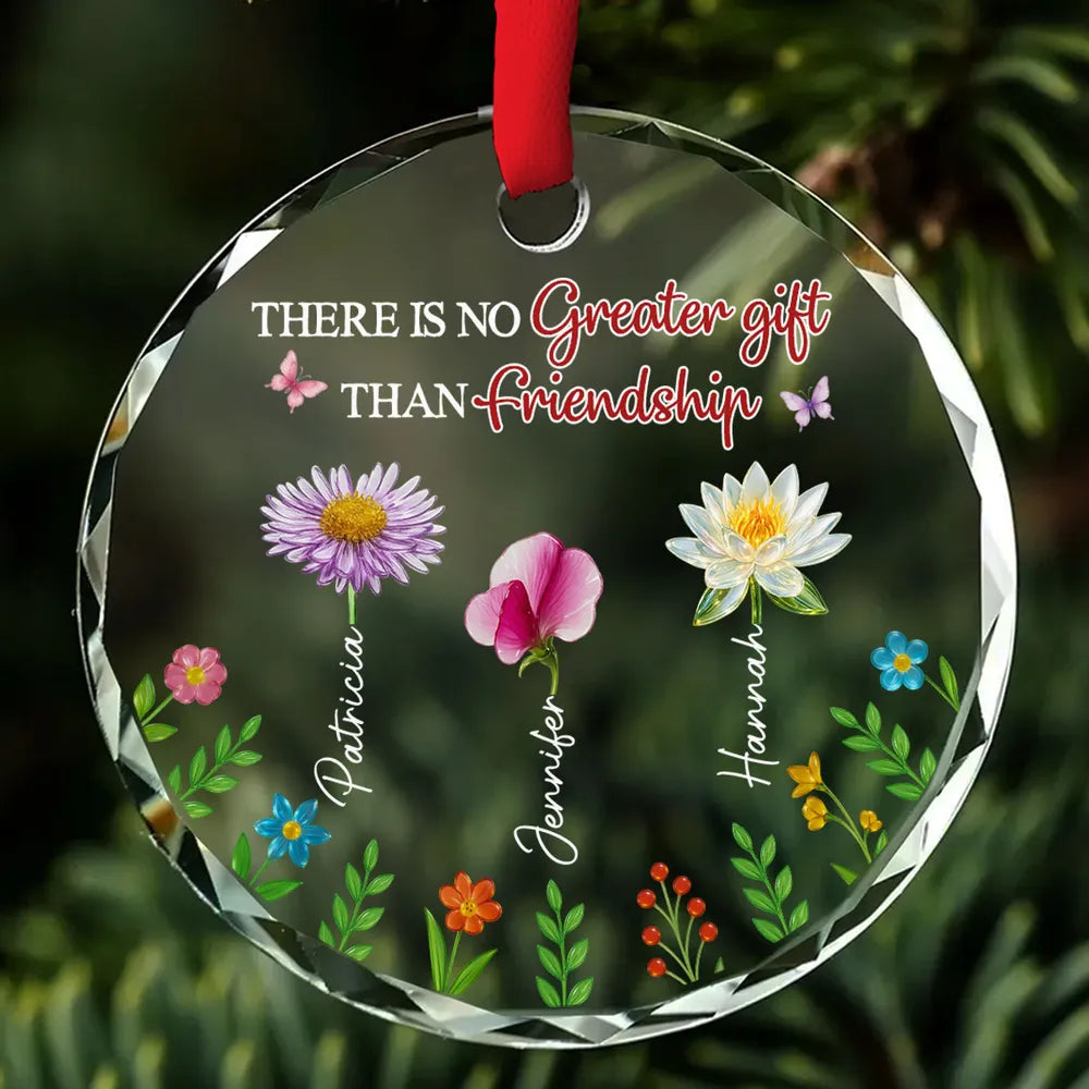 There's No Greater Gift Than Friendship - Personalized Crystal Ornament - Christmas Gift For Sisters, Besties, Friends