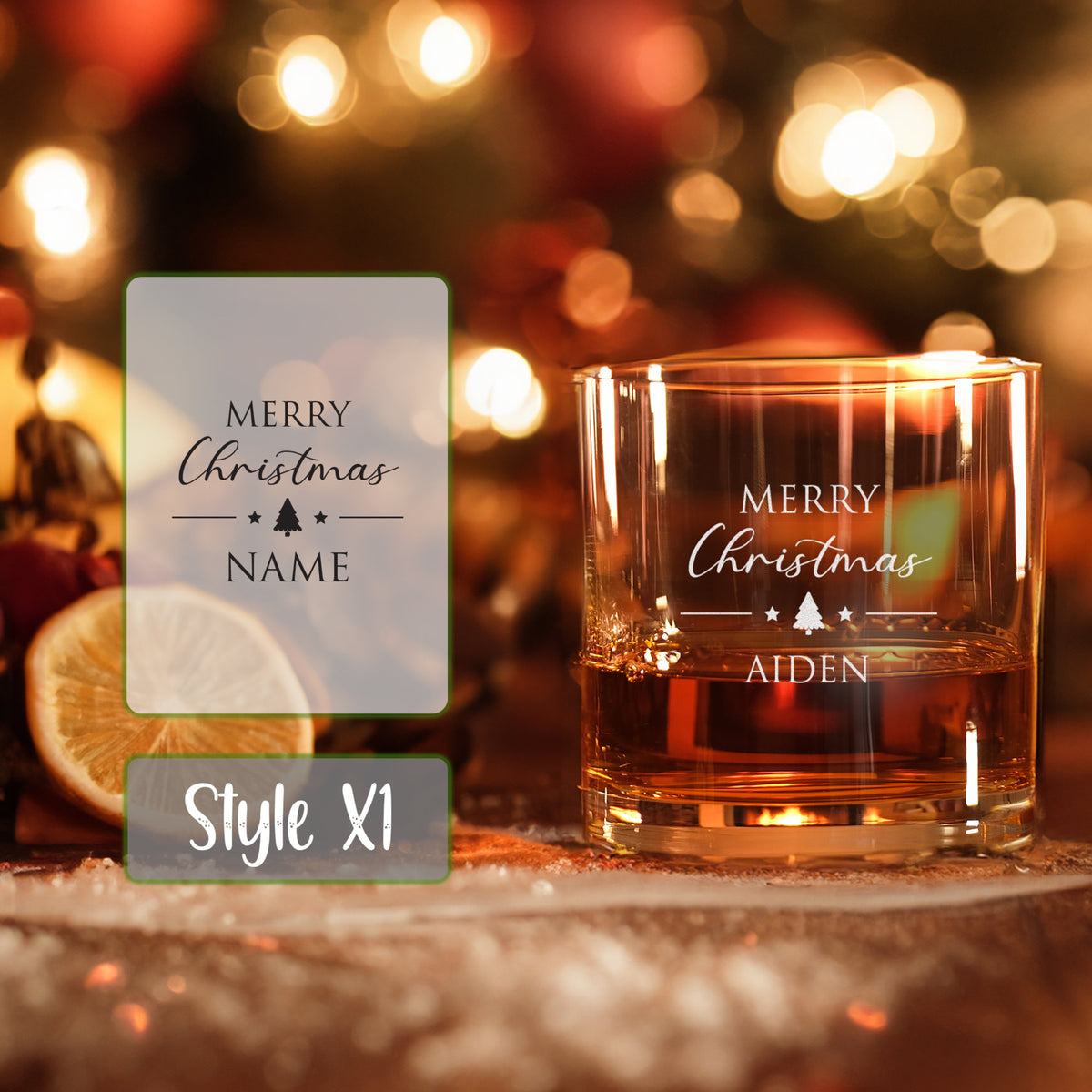 Custom Christmas Whiskey Glass - Personalized Wine Glass - Christmas Gift For Family & Friends