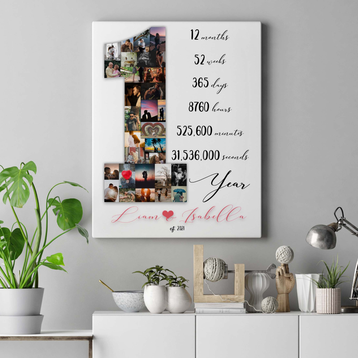 Custom Anniversary Gift for Boyfriend, 1 Year Anniversary Boyfriend Gift, Number One Collage, One Year Anniversary Gifts, Photo Collage Gift
