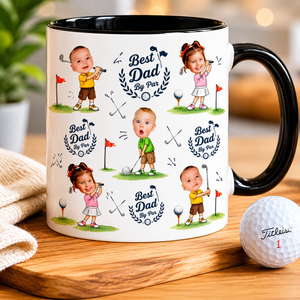 Personalized Dad Golf Mug: Custom Baby Face Golf Mug, Funny Dad By Par Gift from Kids, Father's Day Gift for Husband