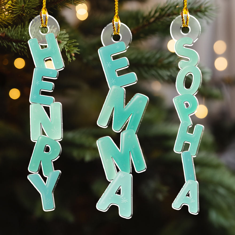 Sea Glass Letters Custom Name - Personalized Acrylic Ornament - Christmas Gift For Family, Sisters, Friends