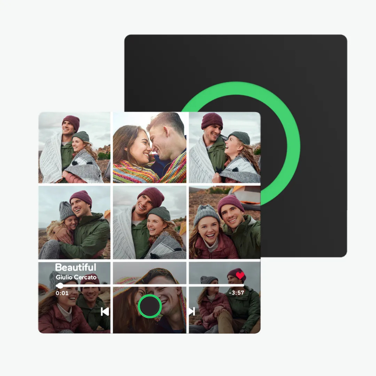 9 Photos Collage - Personalized Music Fridge Magnet - Colorful Gifts for Girlfriend, Boyfriend, Husband, Wife