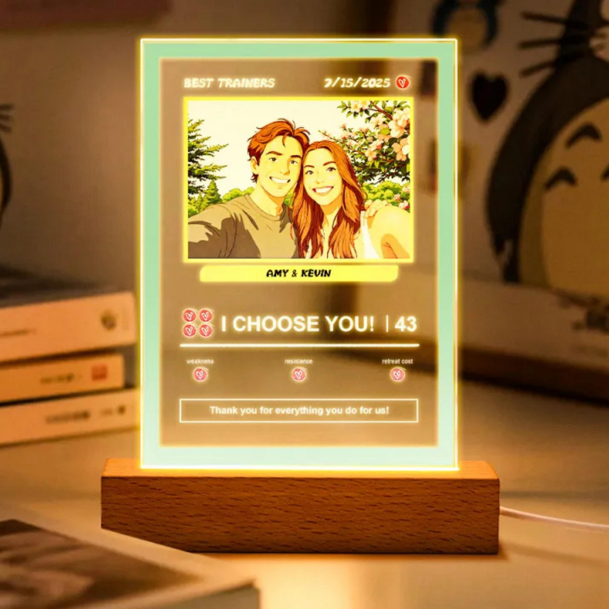 Personalize Pokemone Photo Night Light Wedding Gift Poke Mon Night Light Lamp Home Keepsake Poke Mon Cards Gift for Couple Trading Cards