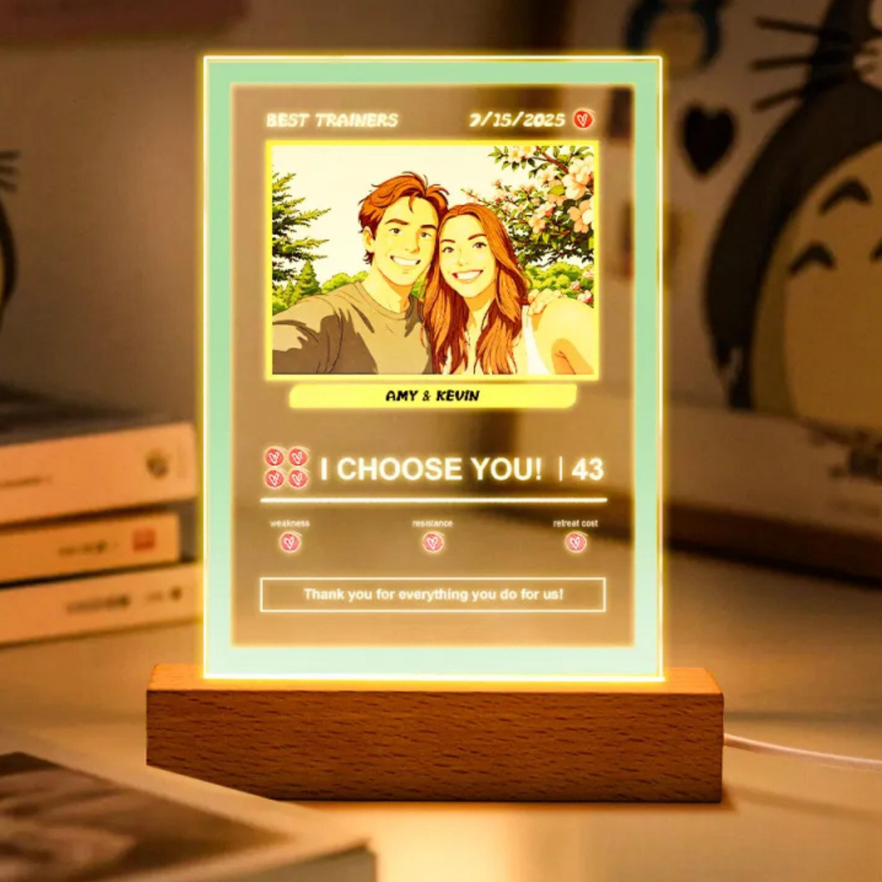 Personalize Pokemone Photo Night Light Wedding Gift Poke Mon Night Light Lamp Home Keepsake Poke Mon Cards Gift for Couple Trading Cards