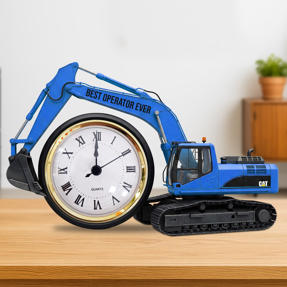 Excavator Desk Clock Plaque - Personalized Acrylic Desk Clock - Gifts For Father, Gift For Kids