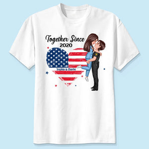 Couple Portrait, Firefighter, Nurse, Police Officer, Military - Personalized Apparel - 4th of July Gift by Couple