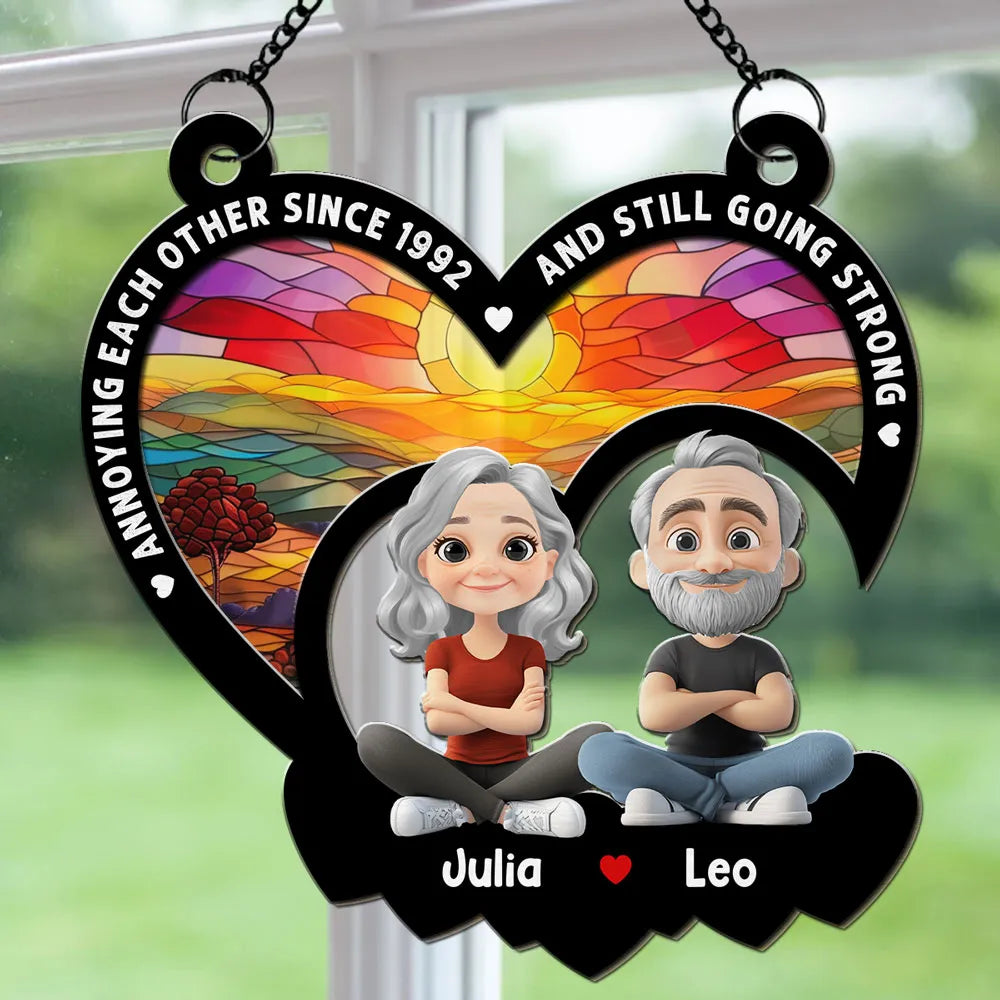Annoying Each Other For Years - Personalized Suncatcher Ornament - Gift For Couple, Anniversary Gift