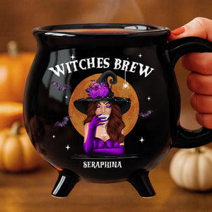 Witch Brew - Personalized Halloween Black Ceramic Witch Mug - Gift For Besties, Sisters, BFF, Family, Yourself