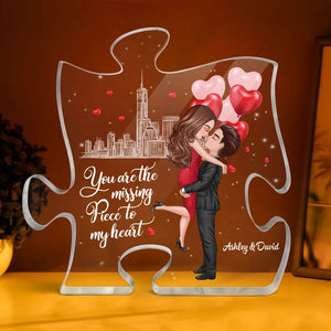 You Are The Missing Piece To My Heart - Personalized Puzzle Shape Acrylic Plaque - Anniversary Gift, Valentine's Day Gift For Couple