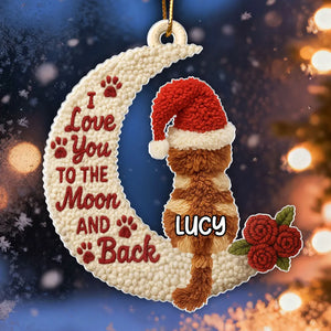 Love My Cats to the Moon and Back Faux Yarn Effect - Personalized Acrylic Ornament - Christmas Gift for Cat Lovers