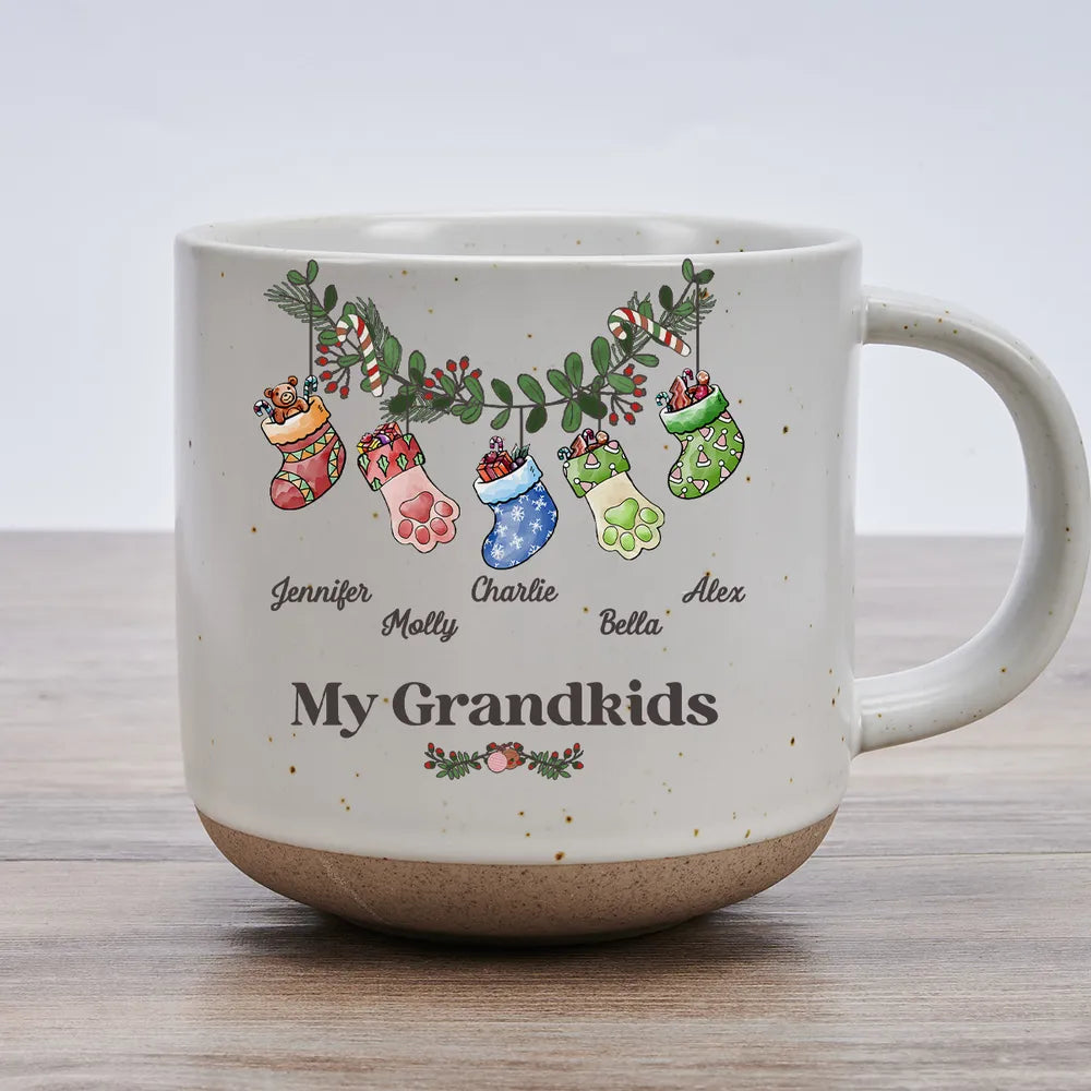 Mom Grandma Funny Stockings Merry Christmas - Personalized Pottery Mug - Christmas Gift For Mom Grandma