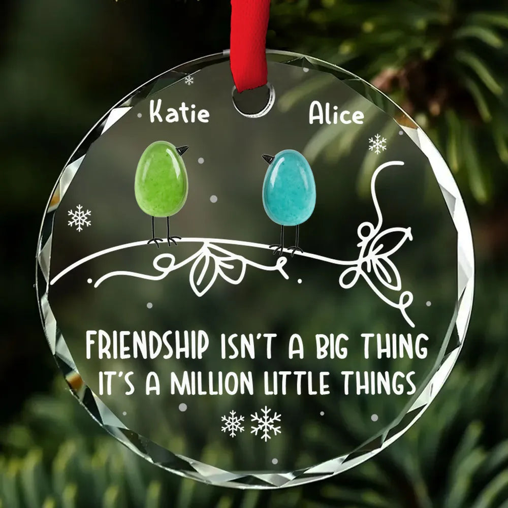 Birds Sea Glass Friendship Is A Million Little Things - Personalized Crystal Ornament - Christmas Gift For Friends, BFF