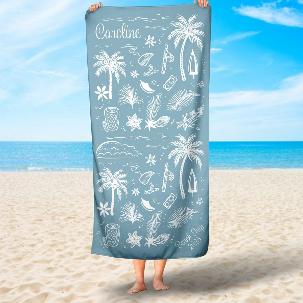 Personalized Family Trip Beach Towel, Beach Custom Location And Name Pool Party Towel, Personalized Girls' Trip Beach Blanket