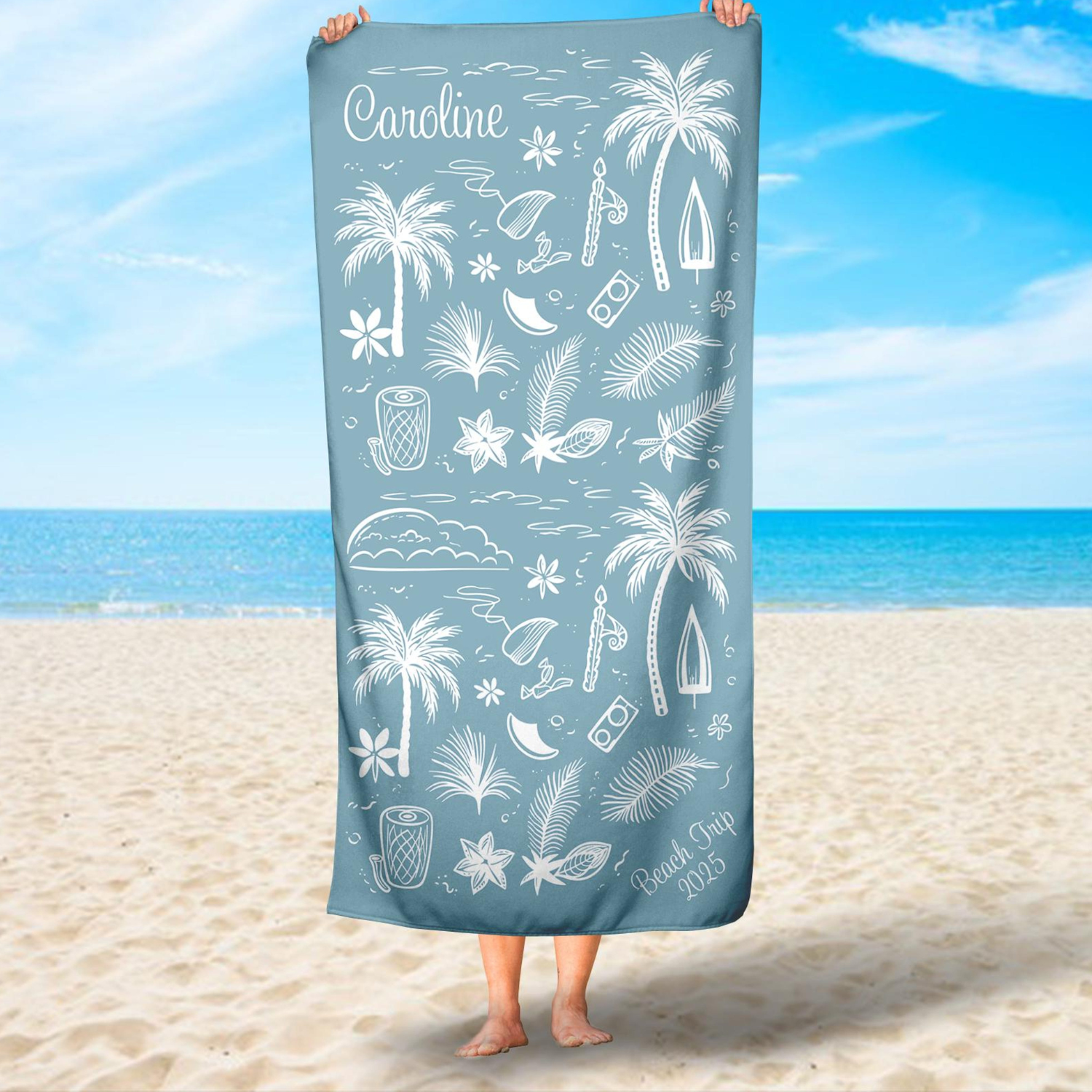 Personalized Family Trip Beach Towel, Beach Custom Location And Name Pool Party Towel, Personalized Girls' Trip Beach Blanket