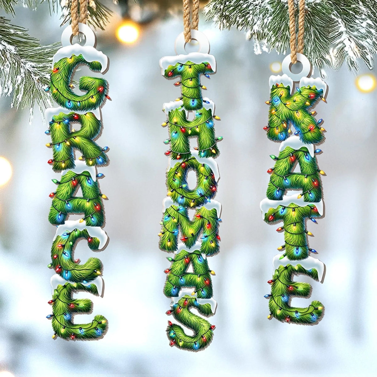 Custom Pine Tree Letter Wooden Ornament, Evergreen Souls, Christmas Gift For Family