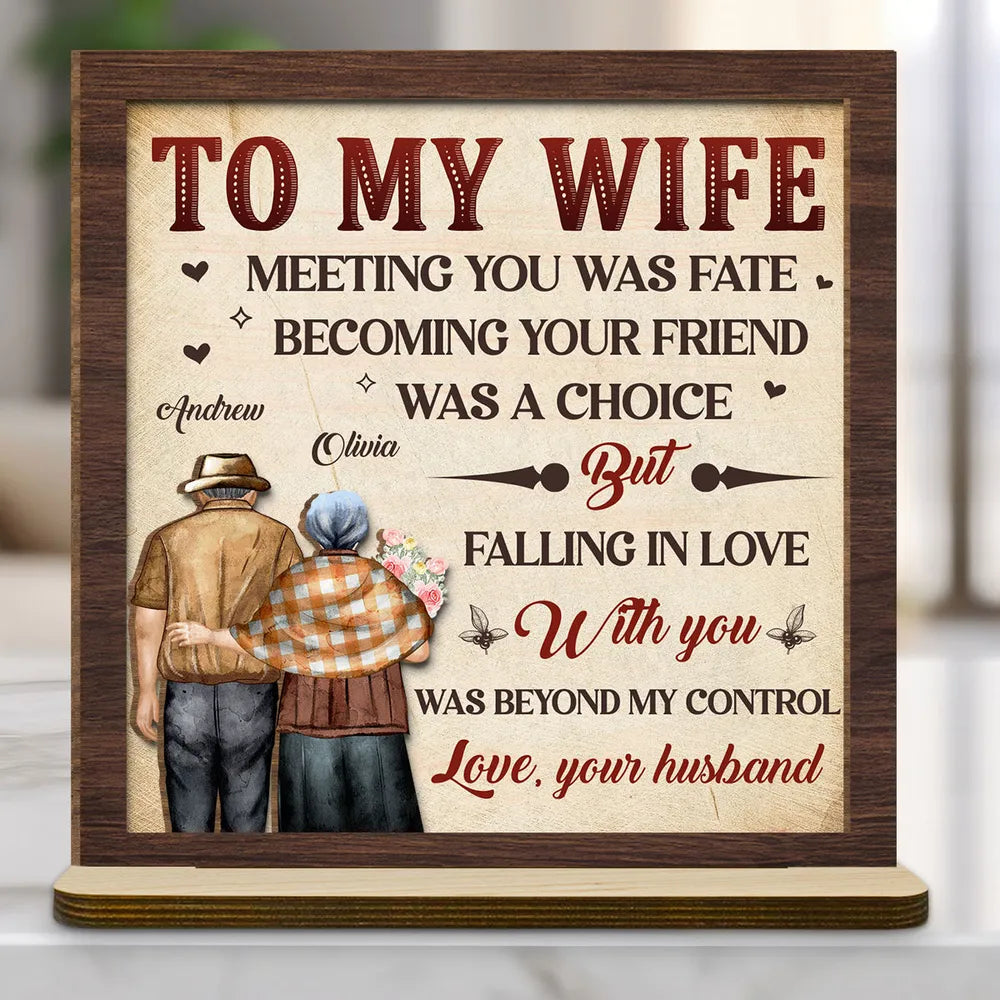 Falling In Love With You Was Beyond My Control - Personalized Wooden Plaque - Anniversary Gift For Couple, Valentine's Day Gift