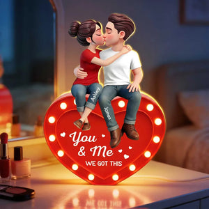 You & Me We Got This Kissing Couple - Personalized Acrylic Light Box - Valentine's Day Gift For Couple, Anniversary Gift