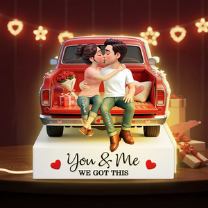 Eternal Love Couple Sitting Kissing Valentine Truck - Personalized Light Box - Valentine's Day Gift For Couple, Anniversary Gift