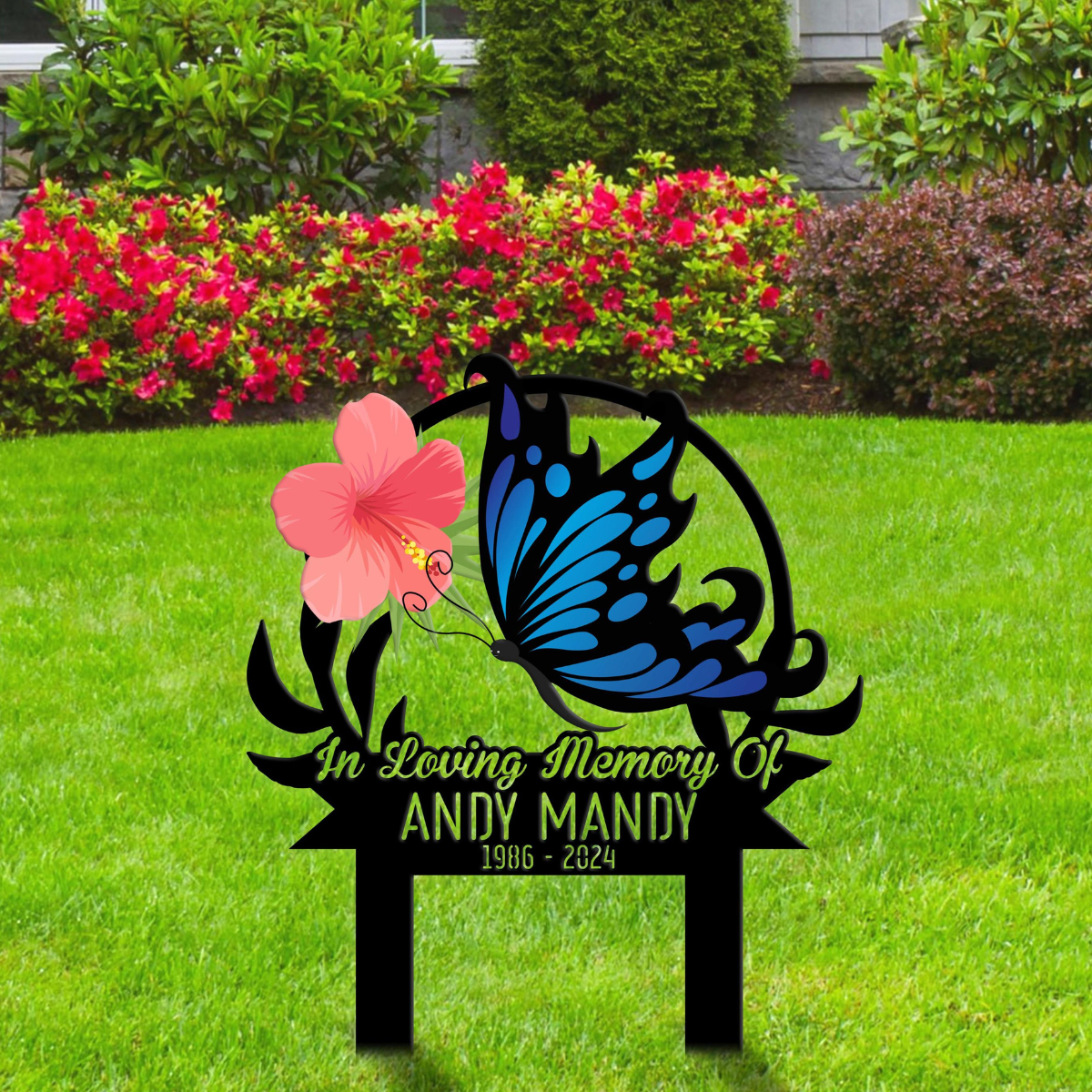 Personalized Flower Butterfly Memorial Plaque, Butterfly Metal Stake, Sympathy Sign, Grave Marker, Remembrance Stake, Garden Decor, Mom Loss