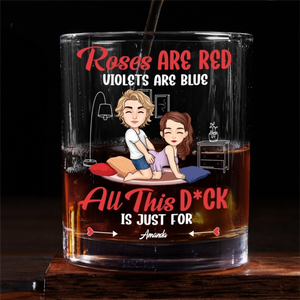 Roses Are Red Violets Are Blue - Personalized Whiskey Glass - Anniversary Gift, Valentine's Day Gift For Couple