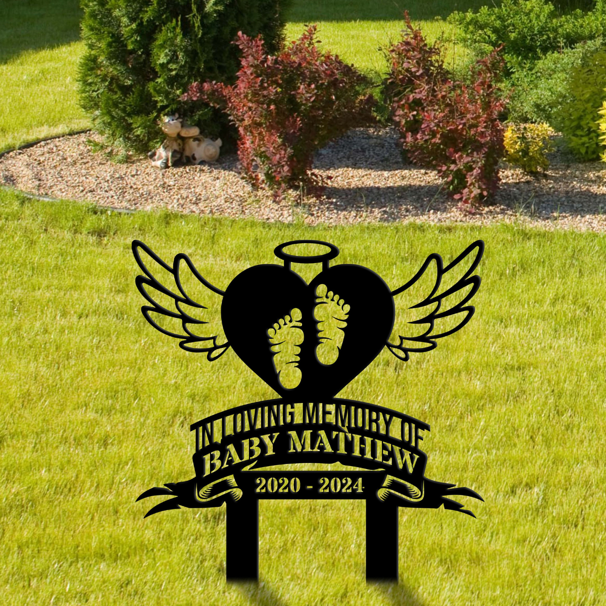 Custom Baby Loss Memorial Stake Heart Wings, Personalized Garden Memorial, Memorial Plaque, Cemetery Stake, Remembrance Gift, Baby Loss Gift