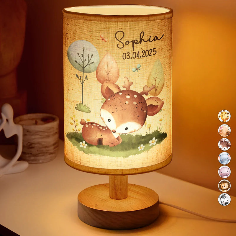 Baby Animal Night Light - Personalized Fabric Lamp - Gift For Kid