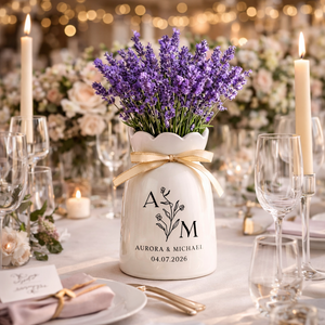 Personalized Engagement Gift, Custom Couple Name Vase, Newly Engaged Gift, Wedding Flower Vase, Engagement Date Gift for Couple