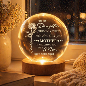 Personalized Watching You Be A Mom Ball Night Light, First Mother Day Gift For Daughter Led Light, 3D Crystal Lamp, New Mom Birthday Gift