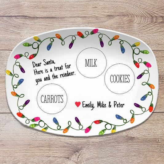 Cookies and Milk for Santa, Carrots for Reindeer - Personalized Christmas Platter - Gift For Family, Kids Gift