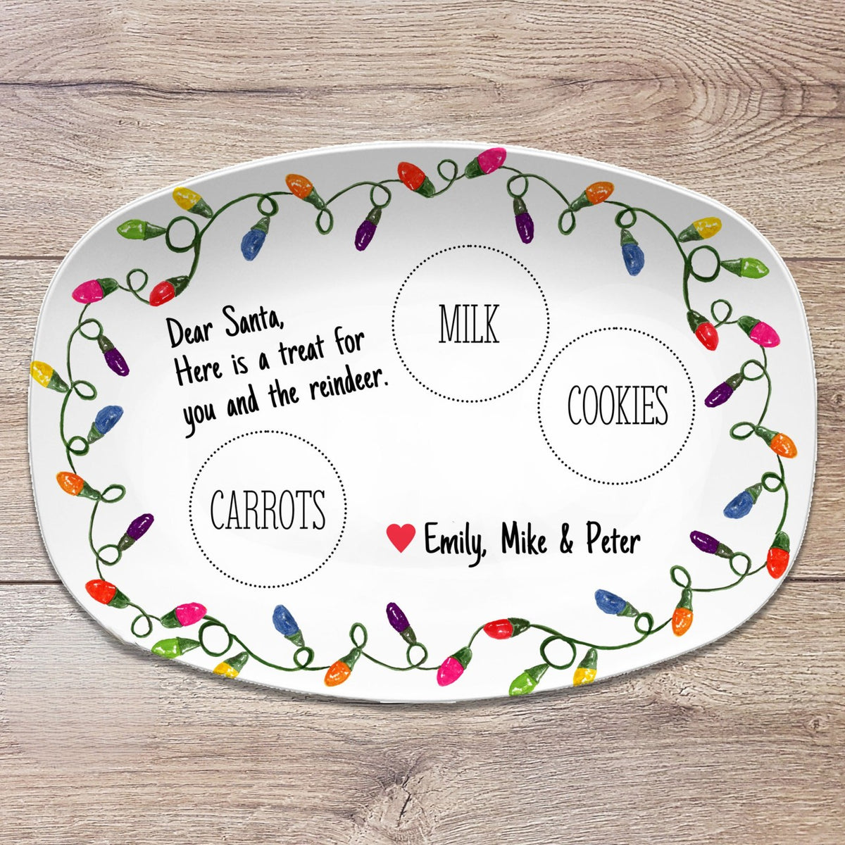 Cookies and Milk for Santa, Carrots for Reindeer - Personalized Christmas Platter - Gift For Family, Kids Gift