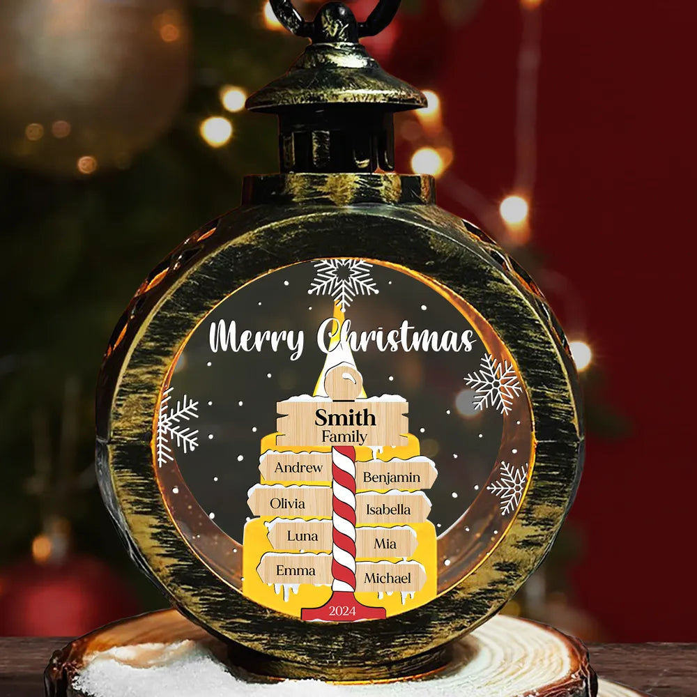 Merry Christmas Family - Personalized Lantern LED Flameless Candle - Christmas Gift For Family