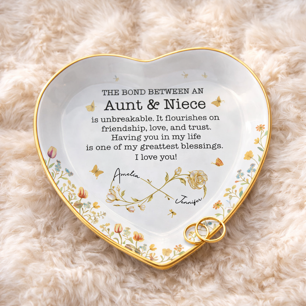 The Bond Between Aunt And Niece Pearl Flowers, Personalized Jewelry Dish, Gift For Aunt, Mother's Day Gift